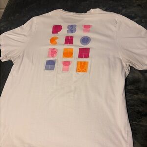 Psycho Bunny White Tee with Pink and Orange Accents
